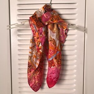 Pure Silk Scarf in Vibrant Pink & Orange
